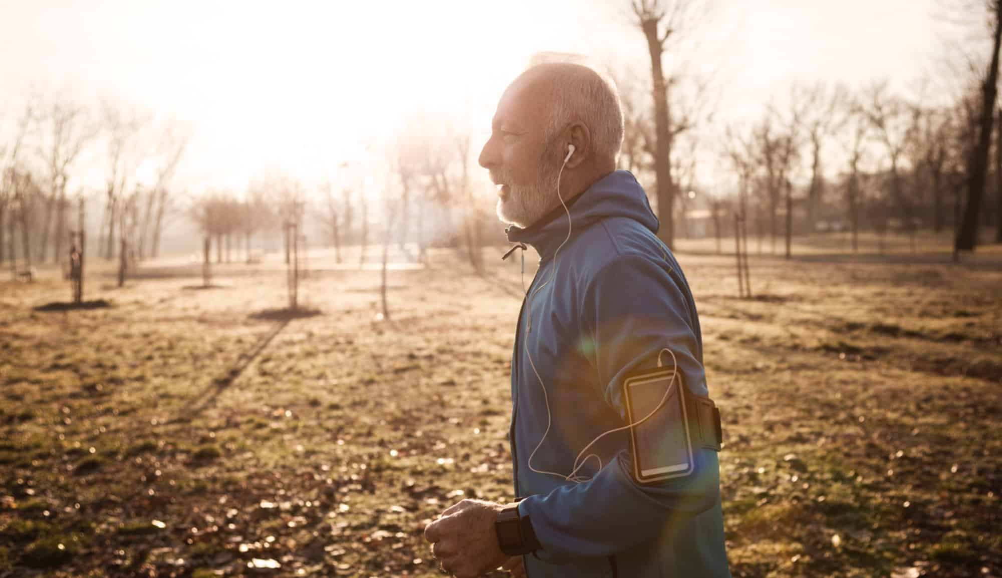 Image of older runner who uses Opteava, a Green tea extract delivering unparalleled quality and consistency.